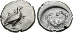 SICILY, Akragas. Circa 480/478-470 BC. AR Didrachm (8.66 g, 12h). Sea eagle standing right; AK-RA around / Crab; [CAΣ below]; all within shallow incuse circle. Jenkins, Gela, group IV, pl. 37, 17 var.