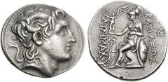 KINGS of THRACE. Lysimachos. 305-281 BC. AR Tetradrachm (17.23 g, 10h). Amphipolis mint. Struck circa 288-281 BC. Diademed head of the deified Alexander right, with horn of Ammon / Athena Nikephoros s