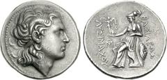 KINGS of THRACE. Lysimachos. 305-281 BC. AR Tetradrachm (17.20 g, 3h). Amphipolis mint. Struck circa 288-281 BC. Diademed head of the deified Alexander right, with horn of Ammon / Athena Nikephoros se