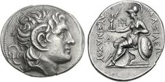 KINGS of THRACE. Lysimachos. 305-281 BC. AR Tetradrachm (16.95 g, 9h). Pella mint. Struck circa 286-281 BC. Diademed head of the deified Alexander right, with horn of Ammon / Athena Nikephoros seated 