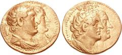 PTOLEMAIC KINGS of EGYPT. Ptolemy II Philadelphos, with Arsinöe II, Ptolemy I, and Berenike I. 285-246 BC. AV Oktadrachm (27.79 g, 12h). Alexandreia mint. Struck circa 265-246 BC. Conjoined busts of P