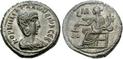 EGYPT, Alexandria. Salonina. Augusta, AD 254-268. BI Tetradrachm (9.62 g, 12h). Dated RY 11 of Gallienus (AD 263/4). Draped bust right, wearing stephane / Dikaiosyne seated left, holding scales and co