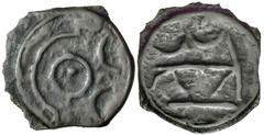 CELTIC, Britain. Cantii . Uninscribed. Circa 100-30 BC. Potin Unit (17mm, 1.44 g, 3h). Cantian D, Angular Bull type. Struck circa 85-40 BC. Crude head right / Lines representing a bull charging left. 