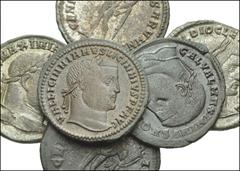 ROMAN. Imperial. Æ from Diocletian to Licinius I. Includes: Diocletian // Maximianus // Galerius // Constantius I // Maximinus II // Licinius I. All with Genius reverse types. Near VF to Good VF condi