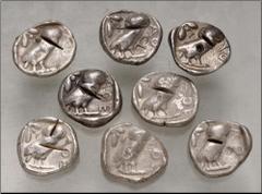 Large Lots GREEK. Central & Southern Greece. Lot of eight (8) Athenian AR Tetradrachms. All coins: Helmeted head of Athena right, with frontal eye / Owl standing right, head facing, closed tail feathe