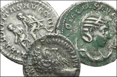 ROMAN. Imperial. AR from Marcus Aurelius to Otacilia Severa. Includes: Marcus Aurelius. Denarius. Bare head right / eagle standing right on bar. RIC III 264 // Philip II. Antoninianus. Radiate, draped