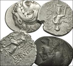 GREEK. Miscellaneous. AR and Æ of the Kings of Macedon and Seleukid Kings of Syria. Includes: KINGS of MACEDON. Alexander III ‘the Great’. AR Drachm // Antigonos II Gonatas. Æ 18mm // SELEUKID KINGS o