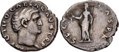 Roman Imperial Otho. AD 69. AR Denarius (18mm, 3.15 g, 6h). Rome mint. Struck 9 March - 17 April AD 69. Bare head right / Securitas standing left, holding wreath, cradling long scepter in left arm. RI