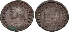Roman Imperial Crispus. Caesar, AD 316-326. Æ Follis (19mm, 3.15 g, 12h). Alexandria mint. Struck AD 324-325. FL IVL CRISPVS NOB CAES. Laureate, draped, and cuirassed bust left / PROVIDENTIAE CAESS. C
