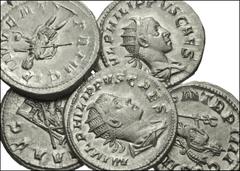 ROMAN. Imperial. AR of Philip I, Otacilia Severa, and Philip II. Includes: all antoniniani. Otacilia Severa. Draped bust right, wearing stephane / Pudicitia seated left, drawing veil from face and hol