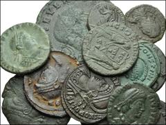 ROMAN. Imperial. Æ from Severus II to Theodosius I. Includes: all folles. Various types and mints. Severus II // Constantine I (imitation) // Theodora // Crispus (2) // City commemoratives (2) // Dece