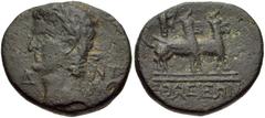 PHOENICIA, Orthosia. Claudius. AD 41-54. Æ 21mm (6.90 g, 12h). Dated SE 354 (AD 42/3). Laureate head left; [L] Δ-NT (date) across fields / Baal of Orthosia driving chariot pulled by two griffins. Unre