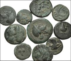 GREEK. Miscellaneous. AR from Sikyonia to Lydia. All coins: Various denominations. Sikyonia, Sikyon // Aeolis, Aigai // Aelois, Myrina // Aeolis, Temnos (2)// Troas, Alexandreia // Ionia, Phokaia (2) 