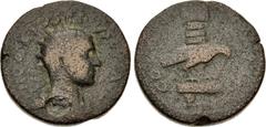 Roman Provincial JUDAEA, Aelia Capitolina (Jerusalem). Herennius Etruscus. As Caesar, AD 249-251. Æ (27mm, 14.80 g, 1h). Radiate, draped, and cuirassed bust right / Top of legionary aquila right; vexi