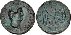 World Medals ANCIENT THEMES. Otho. AD 69. Cast Æ "Sestertius" (34mm, 21.85 g, 7h). Later cast after Giovanni da Cavino, 1500-1570. Bare head right / Otho standing right, clasping hands with one of fou