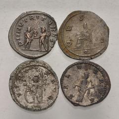 Large Lots ROMAN. Imperial. Lot of four (4) Antoniniani. Includes: Gallienus // Salonina (2) // Saloninus. Near VF to VF, silvered. LOT SOLD AS IS, NO RETURNS. Four (4) coins in lot. From the James Wo