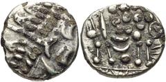 CELTIC, Britain. Durotriges . Uninscribed. Circa 65 BC-AD 45. Fourrée Stater (16mm, 4.11 g, 3h). Devolved head of Apollo right / Disjointed horse left; pellets above, pellet below, pellet in lozenge a