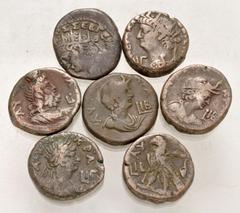 Large Lots ROMAN. Provincial. Lot of seven (7) BI tetradrachms. All coins: Issues of Nero from Alexandria. Reverses: Alexandria (2) // Divus Augustus (1) // Eagle (1) // Hera (1) // Apollo (1) // Sera