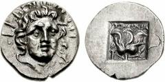 ISLANDS off CARIA, Rhodos. Rhodes. Circa 125-88 BC. AR Hemidrachm (1.32 g, 12h). ‘Plinthophoric’ coinage. Timokra[tes], magistrate. Radiate head of Helios facing slightly right / Rose with bud to righ