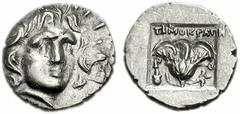 ISLANDS off CARIA, Rhodos. Rhodes. Circa 125-88 BC. AR Hemidrachm (1.47 g, 12h). ‘Plinthophoric’ coinage. Timokrates, magistrate. Radiate head of Helios facing slightly right / Rose with bud to right;
