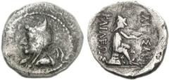 KINGS of PARTHIA. Phriapatios to Mithradates I. Circa 185-132 BC. AR Hemidrachm (1.88 g, 12h). Hekatompylos mint. Bust left, wearing bashlyk / ΛI ΣΛKOY KΛIΛEΩΣ (sic), Archer (Arsakes I) seated right, 