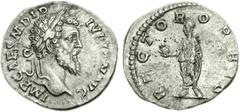 Didius Julianus. AD 193. AR Denarius (2.46 g, 6h). Rome mint. Laureate head right / Didius standing left, holding globe and scroll. RIC IV 3; RSC 15. Near EF, lightly toned. Good metal.