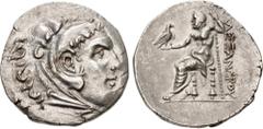 Greek ASIA MINOR, Uncertain. Late 3rd-mid 2nd centuries BC. AR Tetradrachm (30mm, 16.98 g, 1h). In the name and types of Alexander III of Macedon. Head of Herakles right, wearing lion skin / Zeus Aëto