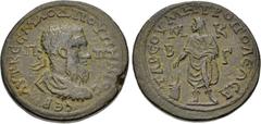 Roman Provincial CILICIA, Tarsus. Pupienus. AD 238. Æ (37mm, 27.11 g, 11h). Laureate, draped, and cuirassed bust right, seen from behind / Pupienus, veiled and togate, standing facing, head left, hold