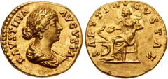 Roman Imperial Faustina Junior. Augusta, AD 147-175. AV Aureus (18mm, 6.69 g, 12h). Rome mint. Struck under Marcus Aurelius and Lucius Verus, AD 161-164. FΛVSTINΛ ΛVGVSTΛ, draped bust right / SΛLVTI Λ