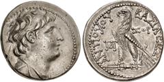 Greek SELEUKID EMPIRE. Antiochos VII Euergetes (Sidetes). 138-129 BC. AR Tetradrachm (28mm, 14.08 g, 12h). Ptolemaïs (Ake) mint. Dated SE 177 (136/5 BC). Diademed head right / ΒΑΣΙΛΕΩΣ ΑΝΤΙΟΧΟΥ, eagle