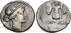 Roman Republican The Caesarians. Julius Caesar. Late spring-early summer 48 BC. AR Denarius (18mm, 3.50 g, 12h). Military mint traveling with Caesar, probably commencing after the battle of Pharsalus,