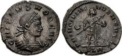 Selections from the DiMarzio Collection of London Mint Æs Crispus. Caesar, AD 316-326. Æ Follis (19mm, 3.17 g, 6h). PRINCIPIA IVVENTVTIS Type. Londinium (London) mint. Struck AD 317-318. Laureate and 