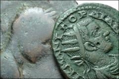 ROMAN. Provincial. Æ Brockages. All coins: obverse brockages. Includes: Caracalla. Æ 30mm // Gordian II. Æ 22mm. First coin Fine, second Near VF with some minor areas of roughness. LOT SOLD AS IS, NO 