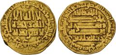 Egypt and Syria Fatimids. temp. Abu 'Abd Allah al-Shi'i. AH 296-297 / AD 909-911. AV Dinar (18.6mm, 4.15g, 8h). Al-Qayrawan mint. Dated AH 296 / AD 908/9. With additional legends al-hamdu lillah and r