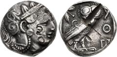 Greek EGYPT, Achaemenid Province. temp. Artaxerxes III Okhos – Sabakes. Circa 343/2-333 BC. AR Tetradrachm (23mm, 16.97 g, 10h). Imitating Athens. Head of Athena right, with profile eye, wearing crest