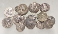 Large Lots GREEK. Levant & the Near East. Lot of fifteen (15) Greek silver issues. Includes: BRUTTIUM, Terina. AR Hemidrachm // THRACO-MACEDONIAN. AR Trihemiobol // THESSALY, Perhaeboi. AR Trihemiobol