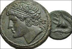 GREEK. Miscellaneous. Æ of Sicily, Syracuse & Cyprus, Salamis. Includes: SICILY, Syracuse. Hieron II. 275-215 BC. Æ Hemilitron. Struck circa 230-218/5 BC. Diademed head left / Warrior, holding couched