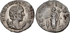 Roman Imperial Herennia Etruscilla. Augusta, AD 249-251. AR Antoninianus (21mm, 3.82 g, 6h). Rome mint, 6th officina. 5th emission of Trajan Decius, early AD 251. Draped bust right, wearing stephane, 