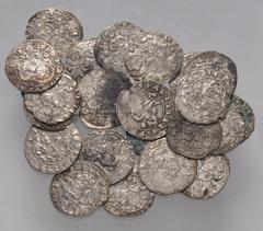 Large Lots WORLD. Bulgaria. Lot of twenty-five (25) AR Groš of Ivan Sračimir . All coins: Half-length facing bust of Christ Pantocrator / Ivan Sračimir enthroned facing, holding lis-tipped scepter and