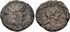 Roman Provincial EGYPT, Alexandria. Nero, with Poppaea. AD 54-68. BI Tetradrachm (23mm, 7.84 g, 12h). Dated RY 12 (AD 65/6). Radiate head of Nero right / ΠOΠΠAIA ΣEBAΣTH, draped bust of Poppaea right;