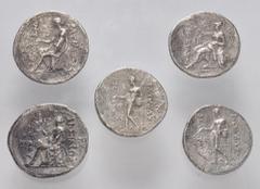 Large Lots GREEK. Levant & the Near East. Lot of five (5) AR Tetradrachms. Includes: SELEUKID EMPIRE. Antiochos II Theos (2, one of which is a Fourrée) // Seleukos II Kallinikos (2) // KINGS of PERGAM