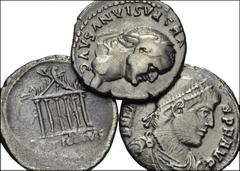 ROMAN. Republican & Imperial. AR from Petillius Capitolinus to Valens. Includes: Petillius Capitolinus. AR Denarius. Head of Jupiter right / Temple of Jupiter Capitolinus // Vespasian. AR Denarius. La