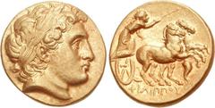 KINGS of MACEDON. temp. Alexander III – Philip III. 336-316 BC. AV Stater (8.54 g, 12h). In the name and types of Philip II. Magnesia mint. Struck circa 333-316 BC. Laureate head of Apollo right, with