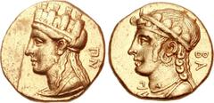 CYPRUS, Salamis. Pnytagoras. Circa 351/0-332/1 BC. AV Stater (8.31 g, 12h). Persic standard. Draped bust of Aphrodite left, hair rolled above forehead and falling in long wavy strands to front and bac