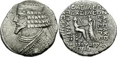 KINGS of PARTHIA. Phraates IV. Circa 38-2 BC. AR Tetradrachm (15.36 g, 12h). Seleukeia on the Tigris mint. Dated Gorpiaios SE 286 (August 26 BC). Diademed and draped bust left, wart on forehead, weari