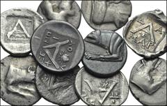 GREEK. Central & Southern Greece. AR Triobols from Argolis, Argos. All coins: 4th-3rd centuries BC. Forepart of wolf left or right / A within incuse square, various magistrates. BCD Peloponnesos 1004f