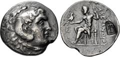 Greek LYCIA, Phaselis. Circa 218/7-186/5 BC. AR Tetradrachm (30.5mm, 15.28 g, 1h). In the name and types of Alexander III of Macedon. Dated CY 5 (214/3 BC). Head of Herakles right, wearing lion skin /