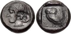 Greek DYNASTS of LYCIA. Kherei. Circa 410-390 BC. AR Stater (18.5mm, 7.46 g, 6h). Wehñte (Phellos) mint. Head of Aphrodite left, hair in band and tied in bun at the back; c/m: uncertain geometric desi