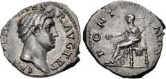 Roman Imperial Otho. AD 69. AR Denarius (18mm, 3.31 g, 6h). Rome mint. Struck 9 March-mid April. IMP OTHO CAESAR AVG TR P, bare head right / PONT MAX, Vesta, veiled and draped, seated left, holding pa