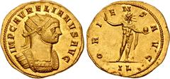 Roman Imperial Aurelian. AD 270-275. AV Heavy Aureus (23mm, 6.46 g, 12h). Siscia mint. 9th emission, autumn AD 274-spring AD 275. IMP C AVRELIANVS AVG, radiate and cuirassed bust right / ORI EN S AVG,